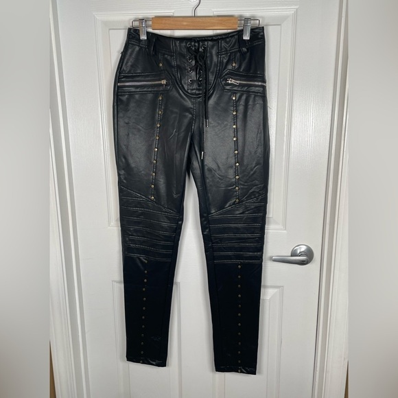C&J Collections‎ Chicago STUDDED FAUX LEATHER PANTS SIZE LARGE - Picture 3 of 9